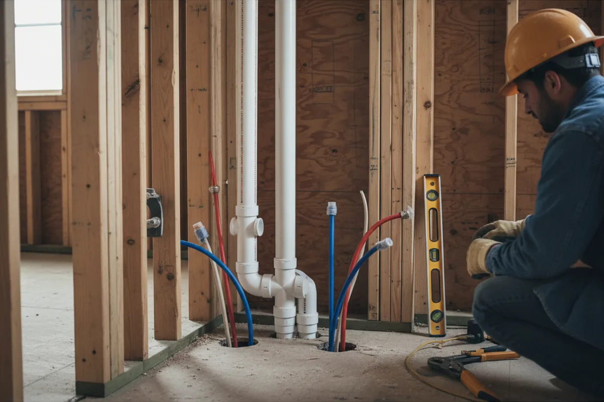Drain and supply rough-in during Leak Detection in Kittery Point